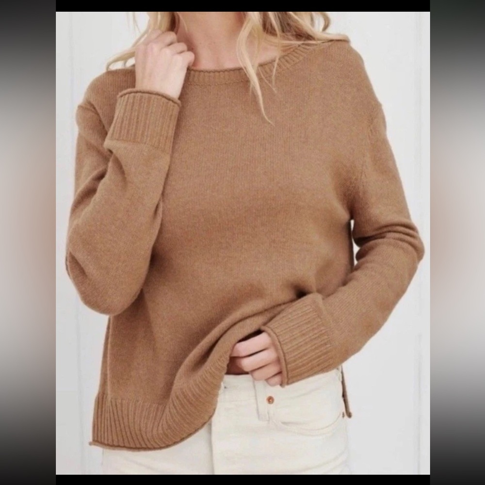 Jenni Kayne Everyday Sweater Wool Cashmere Camel Sz Medium